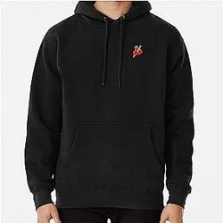 Black hoodie with small colorful chest icon design