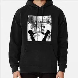 Black hoodie with Underrated Youth photo collage poster print